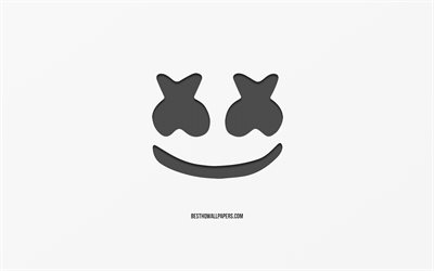 Marshmello, logo, Amerikkalainen DJ, tyylik&#228;s logo, tunnus, valkoinen tausta, Christopher Comstock