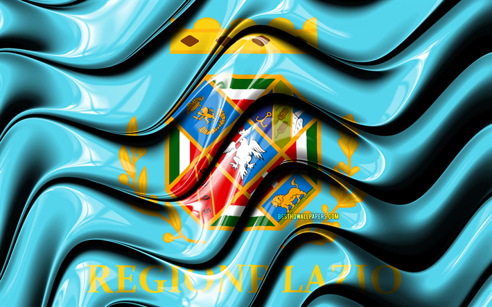 Lazio bayrağı, 4k, İtalya&#39;nın B&#246;lgeleri, y&#246;netim b&#246;lgeleri, Lazio Bayrak, 3D sanat, Lazio, İtalyan b&#246;lgeleri, Lazio 3D bayrak, İtalya, Avrupa