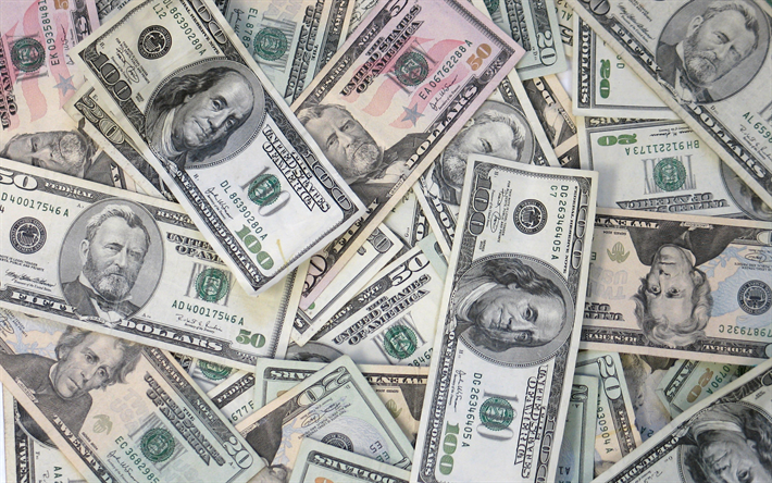 soldi texture, dollari americani, in banconote, moneta sfondo, finanziario concetti, denaro, sfondo, dollari