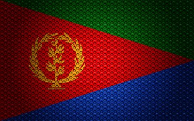 Bandeira da Eritreia, 4k, arte criativa, a malha de metal textura, Eritreia bandeira, símbolo nacional, Eritreia, África, bandeiras de países Africanos