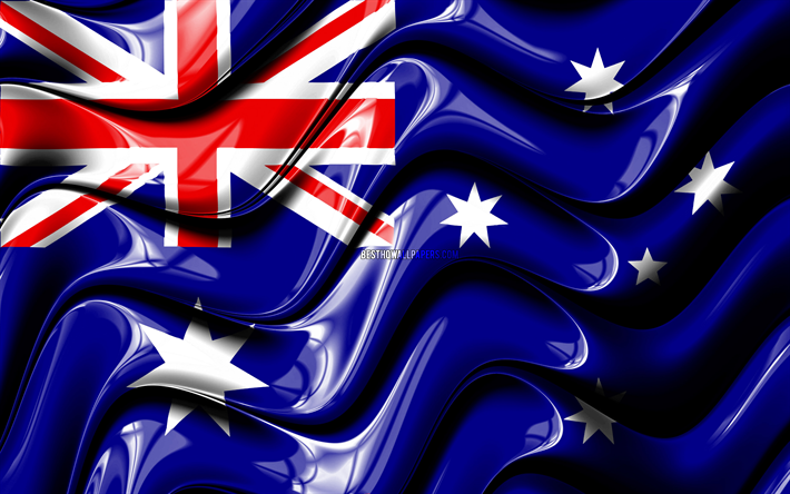 Bandiera australiana, 4k, Oceania, simboli nazionali, Bandiera dell&#39;Australia, 3D arte, Australia, Oceanico paesi, l&#39;Australia 3D bandiera
