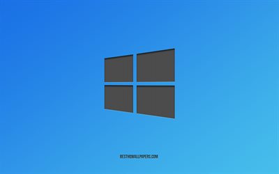 Windows-10, logotyp, bl&#229; bakgrund, snygg konst, emblem, Windows 10 logotyp, kreativ konst, Windows