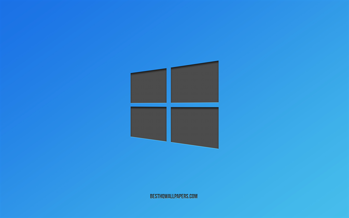 Windows 10, logo, sfondo blu, elegante, arte, emblema, logo di Windows 10, creativo, Windows