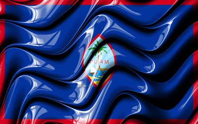 Guamin lippu, 4k, Oseania, kansalliset symbolit, Lippu uruguay, 3D art, Guam, Oseanian maat, Guam 3D flag