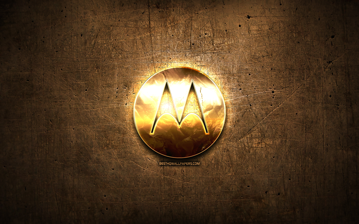 モトローラゴールデンマーク, 作品, 茶色の金属の背景, 創造, モトローラのロゴ, ブランド, モトローラ