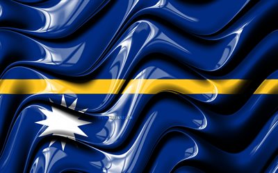 Nauru bayrağı, 4k, Oceania, ulusal semboller, Nauru Bayrak, 3D sanat, Nauru, Okyanusya &#252;lkeleri, Nauru 3D bayrak