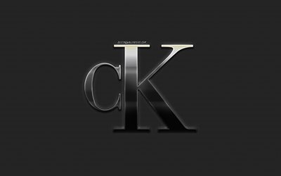 Calvin Klein, metal logo, emblem, metal background, stylish art, stylish clothes