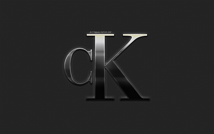 Calvin Klein(カルバンクライン), 金属製ロゴ, エンブレム, 金属の背景, お洒落な芸術, お洒落な服に