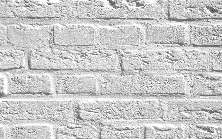 白brickwall, 4k, 白煉瓦, レンガの質感, 白いレンガの壁, レンガ, 壁