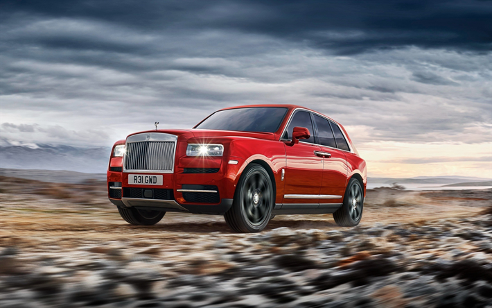 Rolls-Royce Cullinan, offroad, 2019 voitures, rouge Cullinan, de luxe, de voitures, de Vus, Rolls-Royce, 2019 Rolls-Royce Cullinan