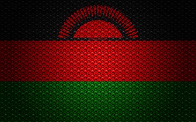 Drapeau du Malawi, 4k, art cr&#233;atif, de maille en m&#233;tal de la texture, le Malawi drapeau, symbole national, le Malawi, l&#39;Afrique, les drapeaux des pays Africains