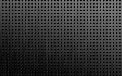 m&#233;tal en pointill&#233;s de la texture, macro, grille m&#233;tallique, noir m&#233;tal, fond, m&#233;tal, textures, fond noir