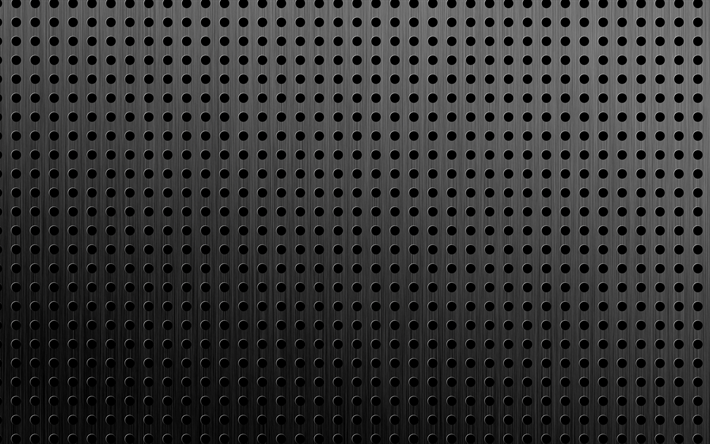m&#233;tal en pointill&#233;s de la texture, macro, grille m&#233;tallique, noir m&#233;tal, fond, m&#233;tal, textures, fond noir