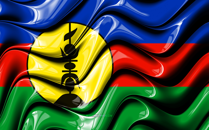 Nya Kaledonien flagga, 4k, Oceanien, nationella symboler, Flagga av Nya Kaledonien, 3D-konst, Nya Kaledonien, Oceanian l&#228;nder, Nya Kaledonien 3D-flagga