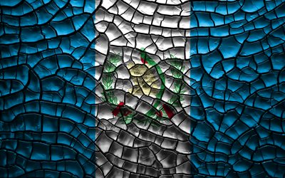 Flaggan i Guatemala, 4k, sprucken jord, Nordamerika, Guatemalas flagga, 3D-konst, Guatemala, Nordamerikanska l&#228;nder, nationella symboler, Guatemala 3D-flagga