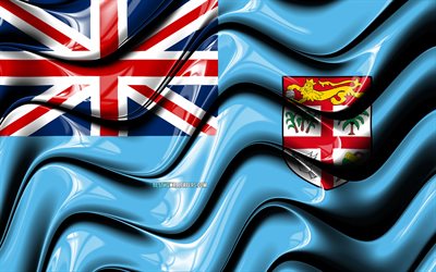 Fiji flag, 4k, Oceania, national symbols, Flag of Fiji, 3D art, Fiji, Oceanian countries, Fiji 3D flag