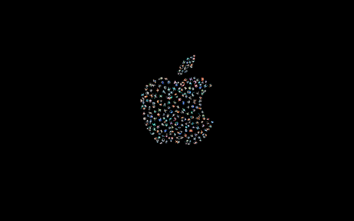 Download wallpapers Apple logo, 4k, minimal, Apple, black background ...
