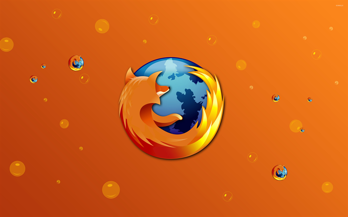 Logo Firefox, cr&#233;atif, fond orange, minimal, Mozilla Firefox