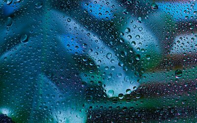 raindrops on window, 4k, water drops, glass with drops, raindrops textures, water