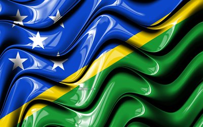 Solomon Adaları bayrağı, 4k, Okyanusya, ulusal semboller, Solomon Adaları Bayrak, 3D sanat, Solomon Adaları, Okyanusya &#252;lkeleri, 3D bayrak
