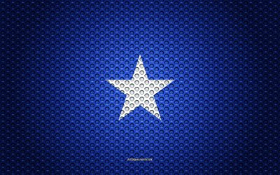 Flaggan i Somalia, 4k, kreativ konst, metalln&#228;t konsistens, Somalia flagga, nationell symbol, Somalia, Afrika, flaggor i Afrikanska l&#228;nder