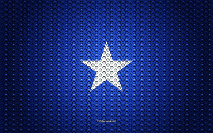 旗のソマリア, 4k, 【クリエイティブ-アート, 金属メッシュの質感, ソマリア国旗, 国立シンボル, ソマリア, アフリカ, 旗のアフリカ諸国