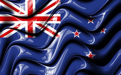 Yeni Zelanda bayrağı, 4k, Oceania, ulusal semboller, Yeni Zelanda Bayrak, 3D sanat, Yeni Zelanda, Okyanusya &#252;lkeleri, Yeni Zelanda 3D bayrak