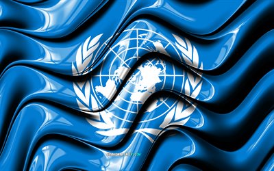 BM, Birleşmiş Milletler 3D bayrağı, Birleşmiş Milletler bayrağı Birleşmiş Milletler bayrağı, 4k, Birleşmiş Milletler Genel kuruluş, Bayrak, 3D sanat