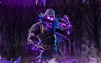 Raven, forest, darkness, Fortnite Battle Royale, Fortnite, 2019 games, The Raven, artwork, Raven Fortnite