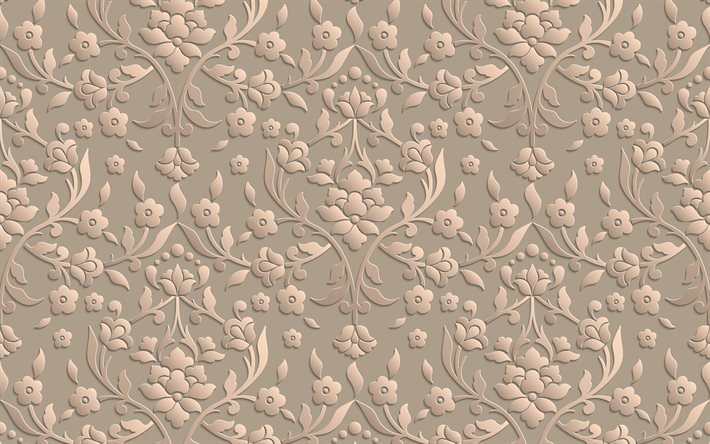bronce adornos florales textura, adornos florales, fondo marr&#243;n, floral retro fondos, retro, de textura, de lujo adorno textura