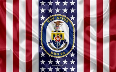 USS Nitze Emblem, DDG-94, American Flag, US Navy, USA, USS Nitze Badge, US warship, Emblem of the USS Nitze