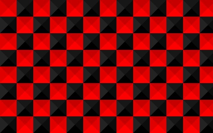 checkered 3D textures, red and black squares, 3D textures, checkered flag, checkered backgrounds