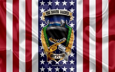 يو اس اس ولاية داكوتا الشمالية الشعار, SSN-784, العلم الأمريكي, البحرية الأمريكية, الولايات المتحدة الأمريكية, يو اس اس ولاية داكوتا الشمالية شارة, سفينة حربية أمريكية, شعار يو اس اس ولاية داكوتا الشمالية
