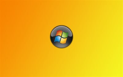 Logo de Windows, fond jaune, le minimalisme, Windows, syst&#232;me d&#39;exploitation, Windows embl&#232;me