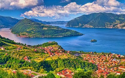 Maggiore Lake, 4k, summer, mountains, Lago Maggiore, beautiful nature, Lombardy, Italy, Europe, Dolomites, italian nature, HDR