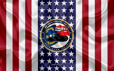 USS North Carolina Emblem, SSN-777, American Flag, US Navy, USA, USS North Carolina Badge, US warship, Emblem of the USS North Carolina