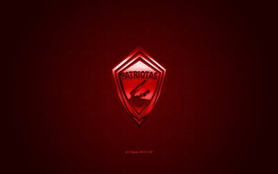 Patriotas FC, creative 3D logo, red background, 3d emblem, Colombian football club, Categoria Primera A, Tunja, Colombia, 3d art, football, Patriotas FC 3d logo