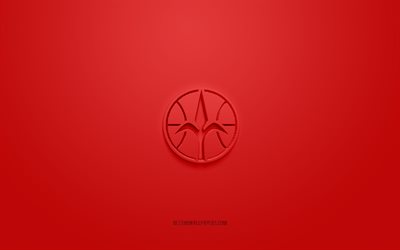 Pallacanestro Trieste, logo 3D creativo, sfondo rosso, LBA, emblema 3d, club di pallacanestro italiano, Lega Basket Serie A, Trieste, Italia, arte 3d, basket, logo Pallacanestro Trieste 3d