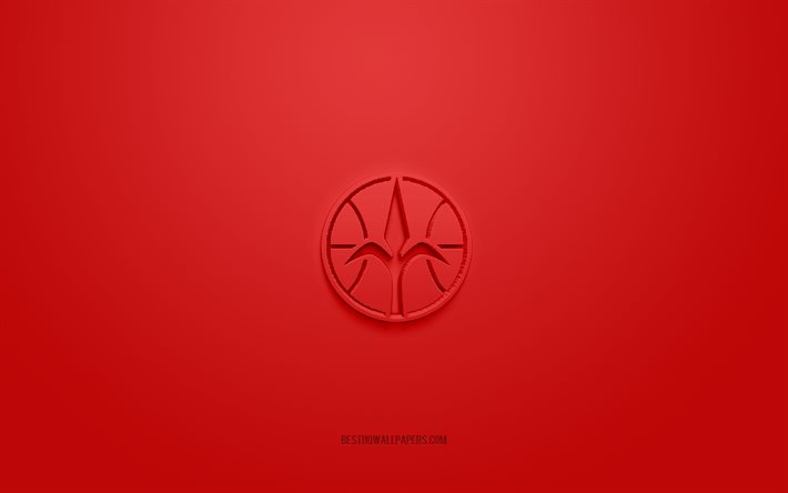 Pallacanestro Trieste, kreativ 3D-logotyp, r&#246;d bakgrund, LBA, 3d-emblem, italiensk basketklubb, Lega Basket Serie A, Trieste, Italien, 3d-konst, basket, Pallacanestro Trieste 3d-logotyp
