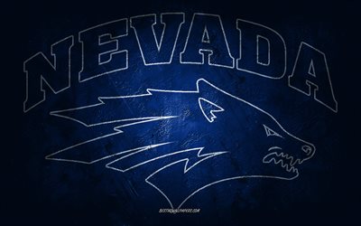 Nevada Wolf Pack, amerikansk fotbollslag, bl&#229; bakgrund, Nevada Wolf Pack-logotyp, grunge konst, NCAA, amerikansk fotboll, USA, Nevada Wolf Pack emblem