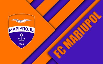 FC Mariupol, 4k, material design, logo, ucraino football club, arancione viola astrazione, UPL, Mariupol, Ucraina, calcio, Premier League ucraina