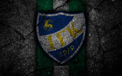 4k, IFK Mariehamn FC, logo, Veikkausliiga, grunge, finlandese Premier Division, emblema, Finlandia, IFK Mariehamn, pietra nera, di calcio, di asfalto texture, FC IFK Mariehamn