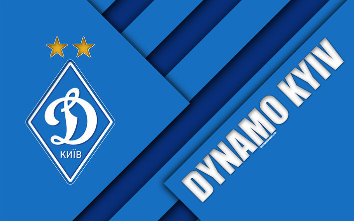 FC Dynamo Kyiv, 4k, material design, logo, Ukrainian football club, blue abstraction, UPL, Kiev, Ukraine, football, Ukrainian Premier League