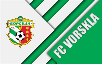 FC Vorskla, 4k, material design, logo, Ukrainian football club, green white abstraction, UPL, Poltava, Ukraine, football, Ukrainian Premier League