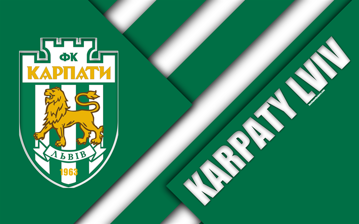FC Karpaty Lviv, 4k, malzeme tasarımı, logo, Ukraynalı Futbol Kul&#252;b&#252;, Yeşil Beyaz soyutlama, UPI, Belediye, Ukrayna, futbol, Ukrayna Premier Ligi