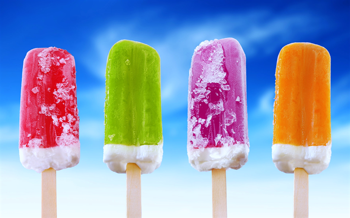 Dondurma, 4k, yaz, yakın &#231;ekim, buz lolly