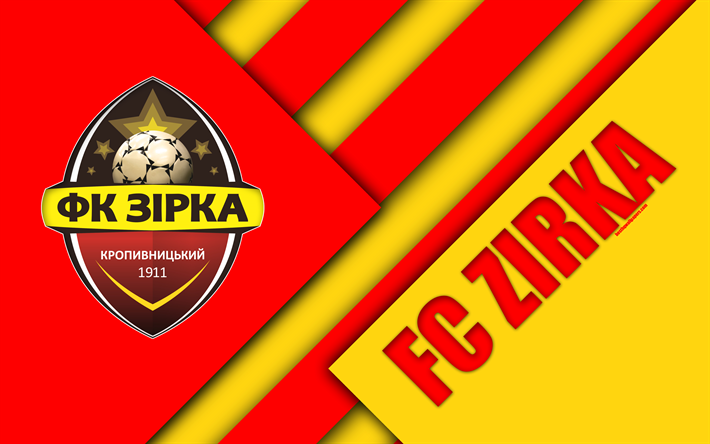 FC Zirka, 4k, 材料設計, ロゴ, ウクライナのサッカークラブ, 赤黄色の抽象化, UPL, Kropiwnicki, ウクライナ, サッカー, ウクライナプレミアリーグ