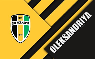 FC Oleksandriya, 4k, malzeme tasarımı, logo, Ukraynalı Futbol Kul&#252;b&#252;, sarı, siyah, soyutlama, UPI, Alexandria, Ukrayna, futbol, Ukrayna Premier Ligi