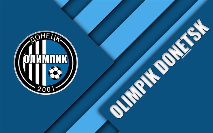 FC Olimpik Donetsk, 4k, material design, logo, Ukrainian football club, blue abstraction, UPL, Donetsk, Ukraine, football, Ukrainian Premier League