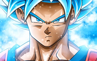 Super Saiyan Blue, close-up, Dragon Ball Super, manga, DBS, Son Goku, Dragon Ball, Goku